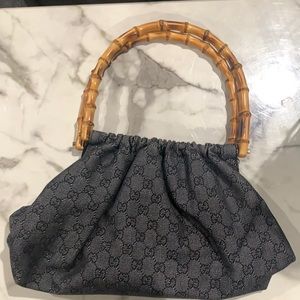 Gucci denim bamboo handle bag